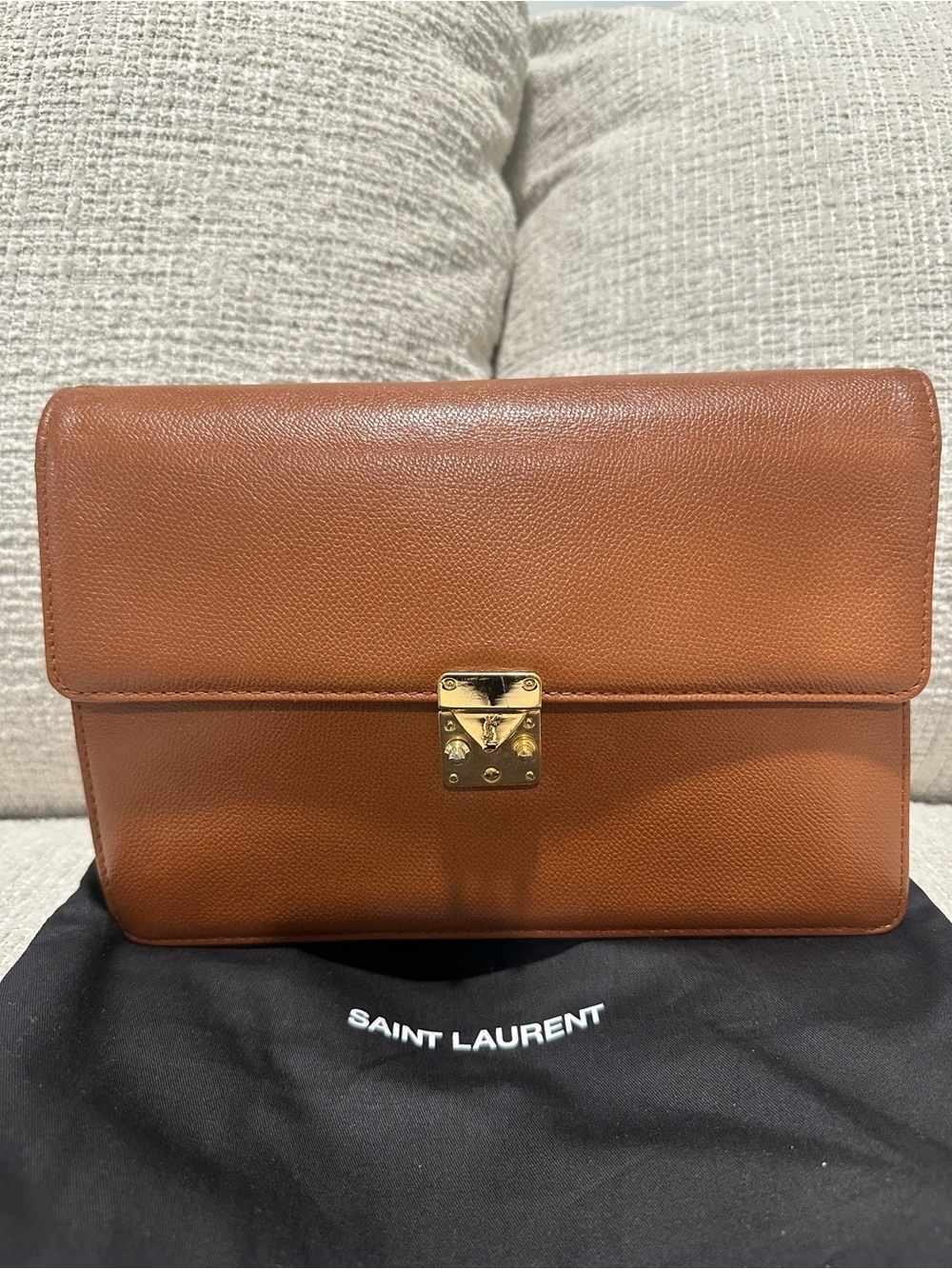 YSL vintage Leather Clutch/wristlet with Gold Clasp